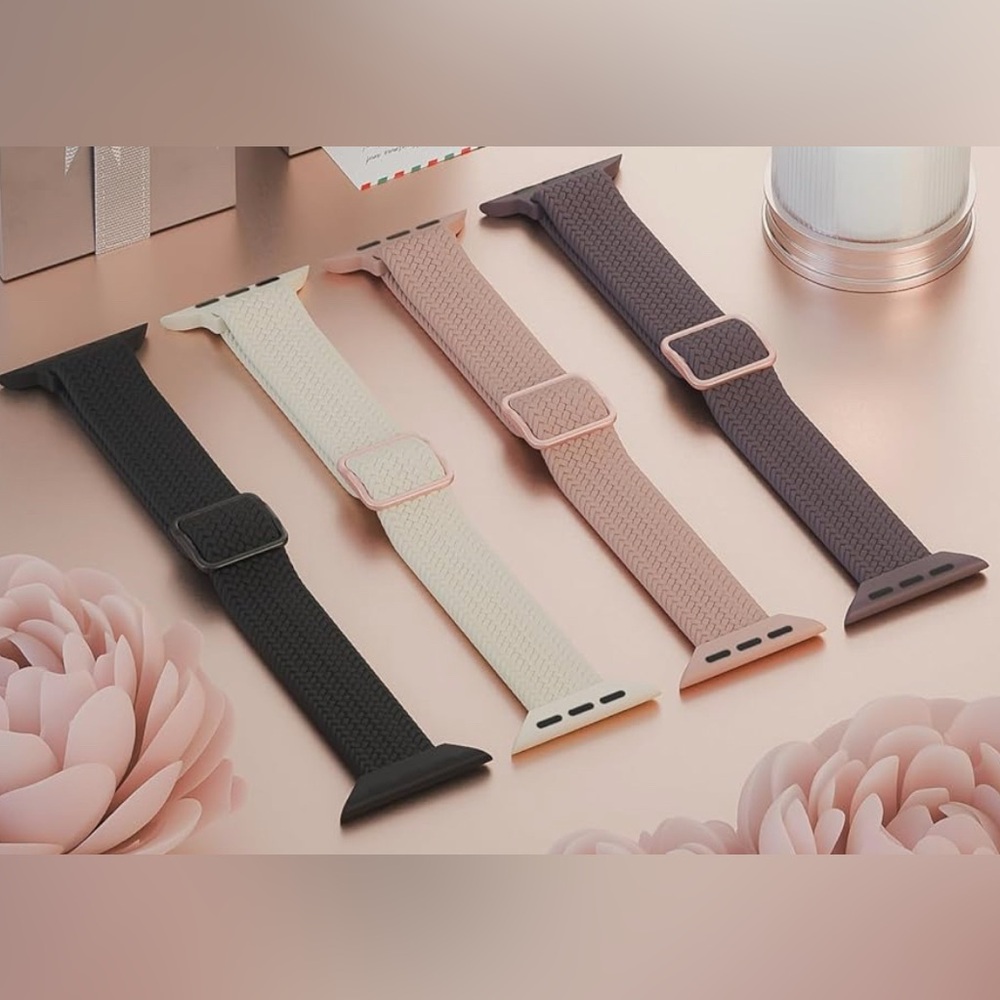 4-pack stretchy braided nylon smartwatch bands